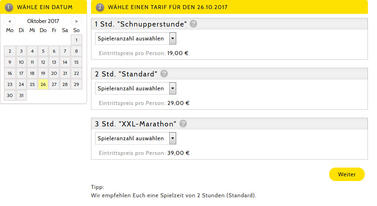 Datum und Tarif auswählen
